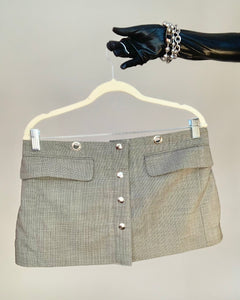 Custom upcycled mini snap belt skirt