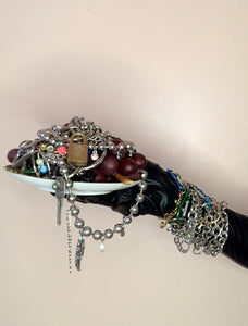 Pierced charm carabiner bracelet