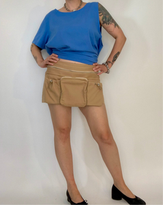 Custom one shoulder cutout tie back tee
