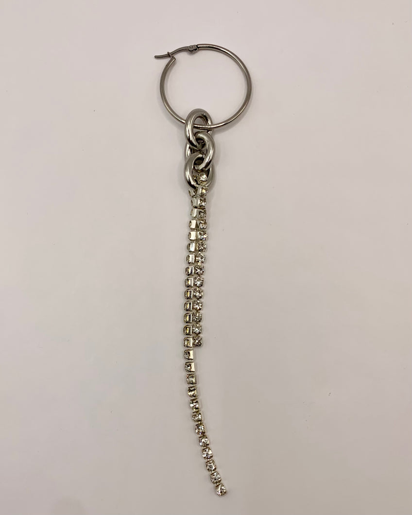 Rhinestone chain single earring