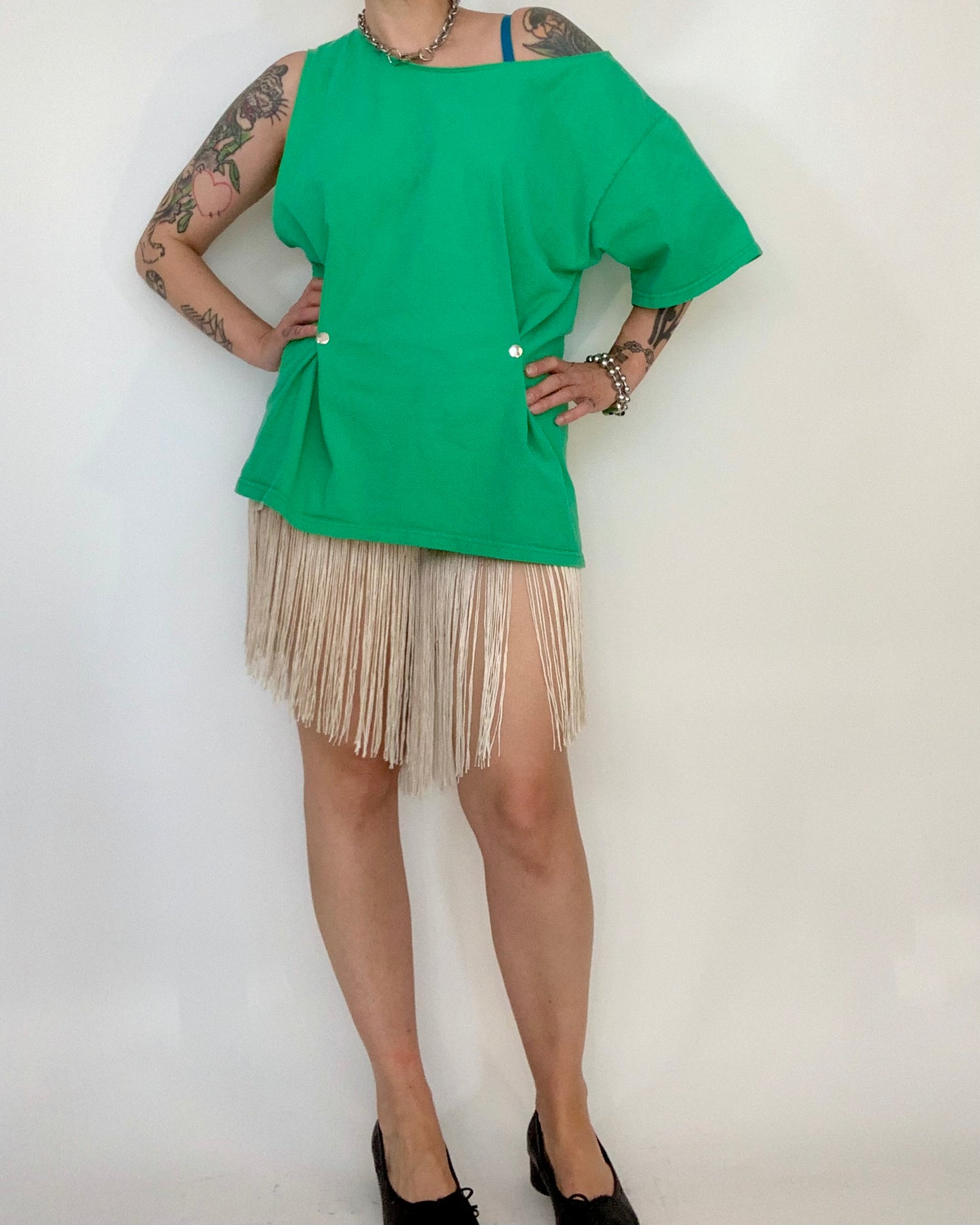 Custom one shoulder snap tee