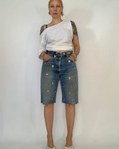 Custom one shoulder cutout ruch tee