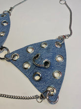 Custom grommet ring denim bra top