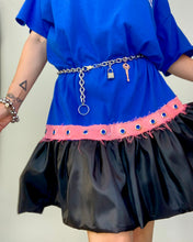 Upcycled grommet belt bubble dress