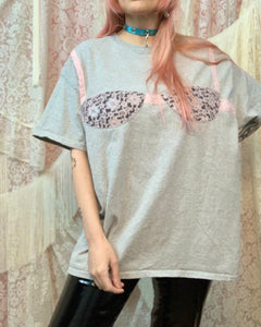 Upcycled lace bra tee sample