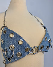 Custom grommet ring denim bra top