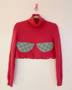 Cropped menswear cup angora sweater