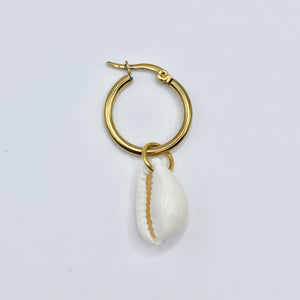 Baby cowry shell single earring
