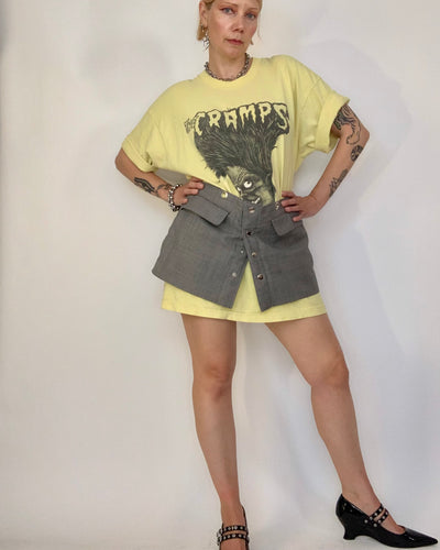Custom upcycled mini snap belt skirt