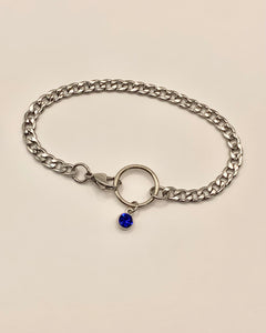 Rhinestone charm cuban steel bracelet