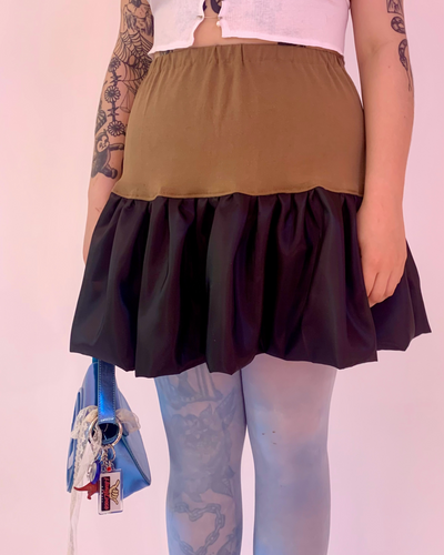 Custom taffeta straight hem bubble skirt