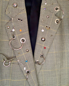 Custom pierced embellished hardware blazer