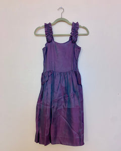 Lilac taffeta rosette rufe dress