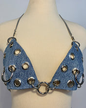 Custom grommet ring denim bra top