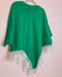 Upcyled lace negligee tee 4X