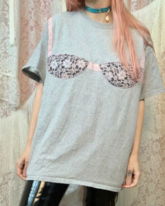Upcycled lace bra tee sample