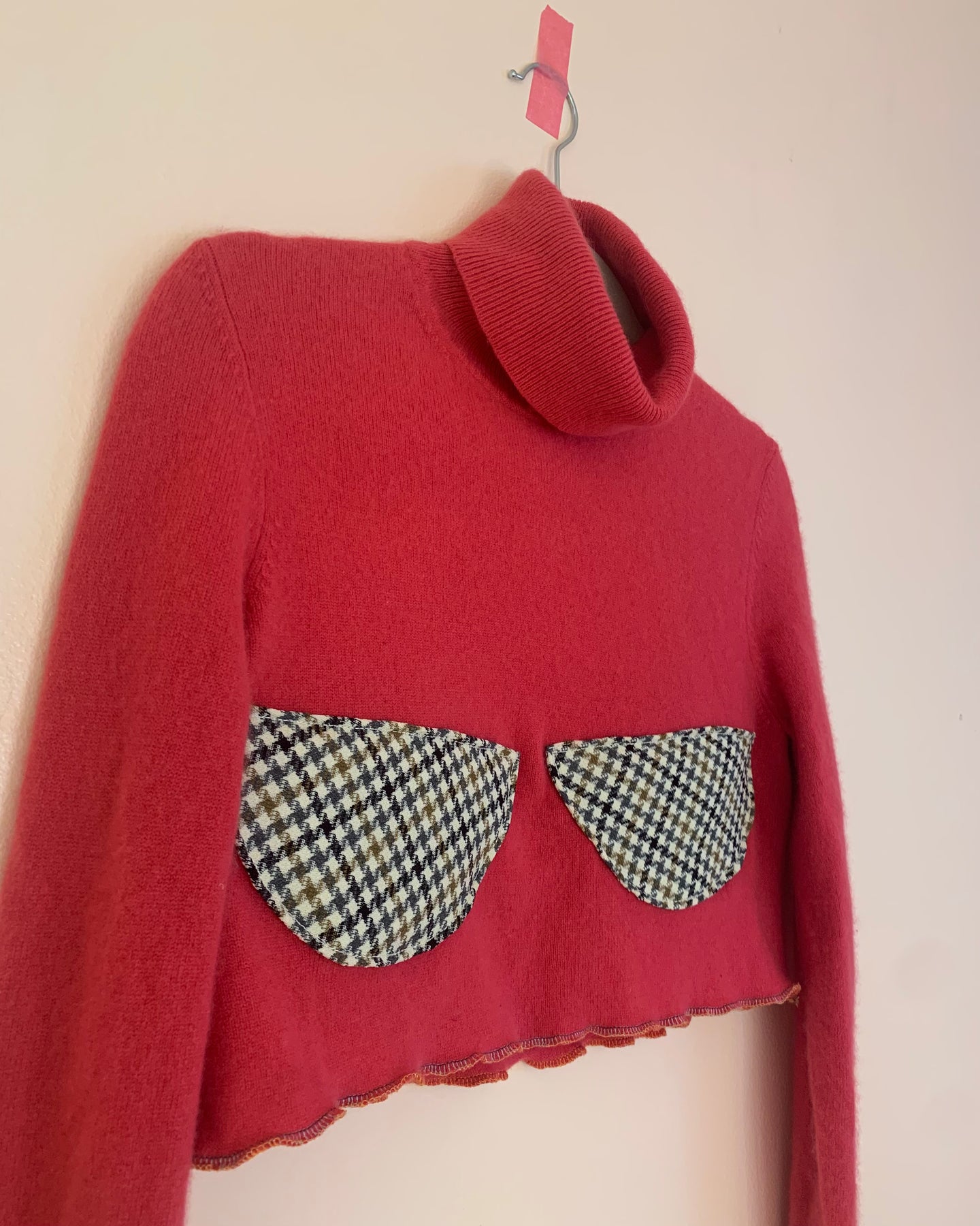 Cropped menswear cup angora sweater