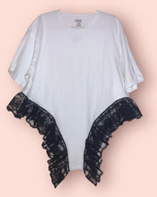 Upcyled black lace negligee tee