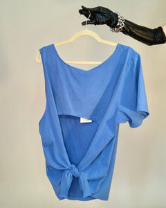Custom one shoulder cutout tie back tee