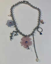 Pierced flower ball chain necklace