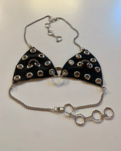 Custom grommet ring denim bra top