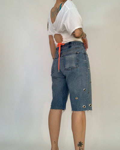 Custom one shoulder cutout ruch tee