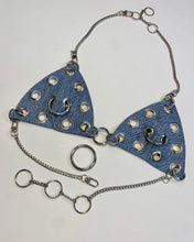 Custom grommet ring denim bra top