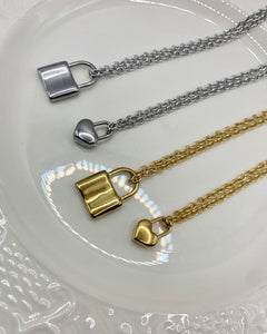 Simple lock charm necklace