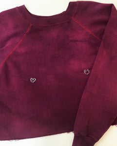Burgundy dyed pierced sweatshirt