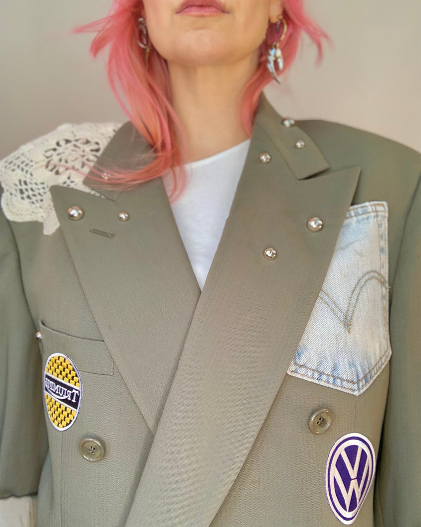 Custom patch doily stud blazer