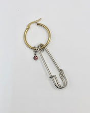 Safety pin + rhinestone single earring