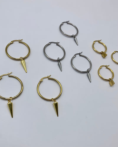 Assorted spike & lock single earring