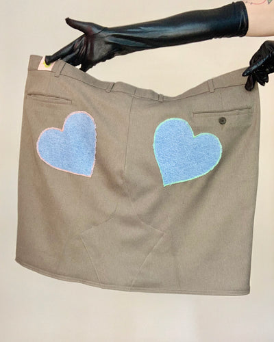 Upcycled double heart skirt