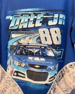 Upcyled Nascar lace negligee tee