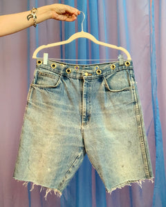 Upcycled grommet waist jorts