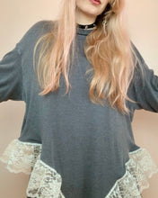 Upcyled lace negligee tee