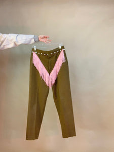 Custom hi cut cheeky fringe pants