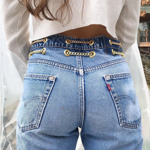 Double chain belt jeans
