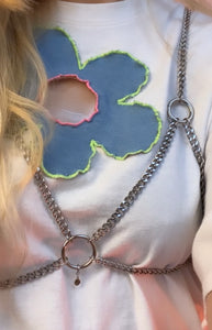 Custom silver chain bra top
