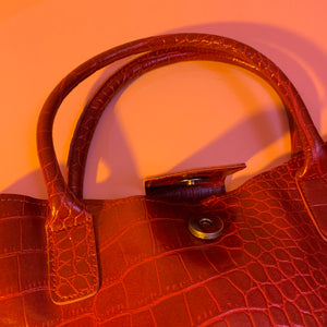 Red PVC croc handbag