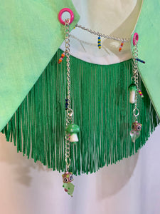 SJ X COC fringe jewelry collar- green