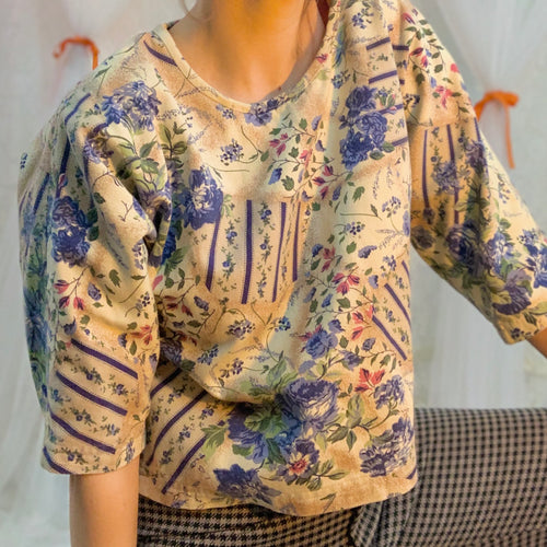 Cropped prairie floral top