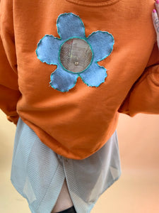 Vinyl scrap flower sweatshirt