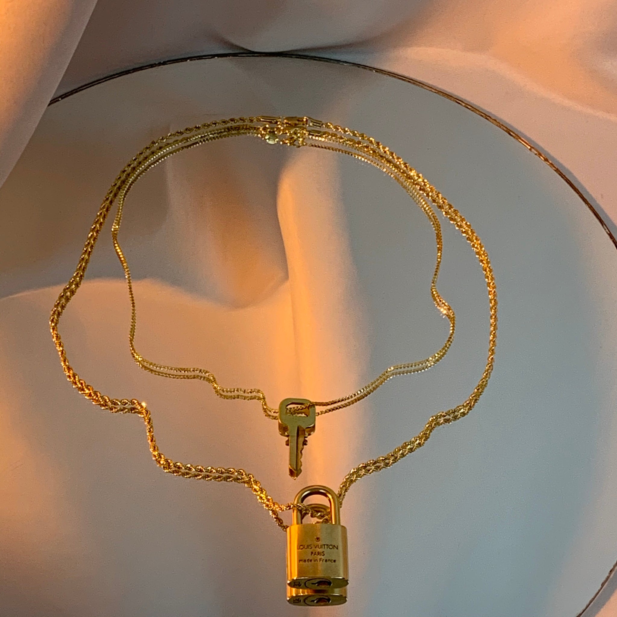 Repurposed Vintage Louis Vuitton Lock & Key Necklace
