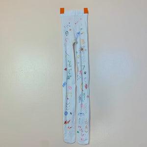Recycled hand drawn doodle tights