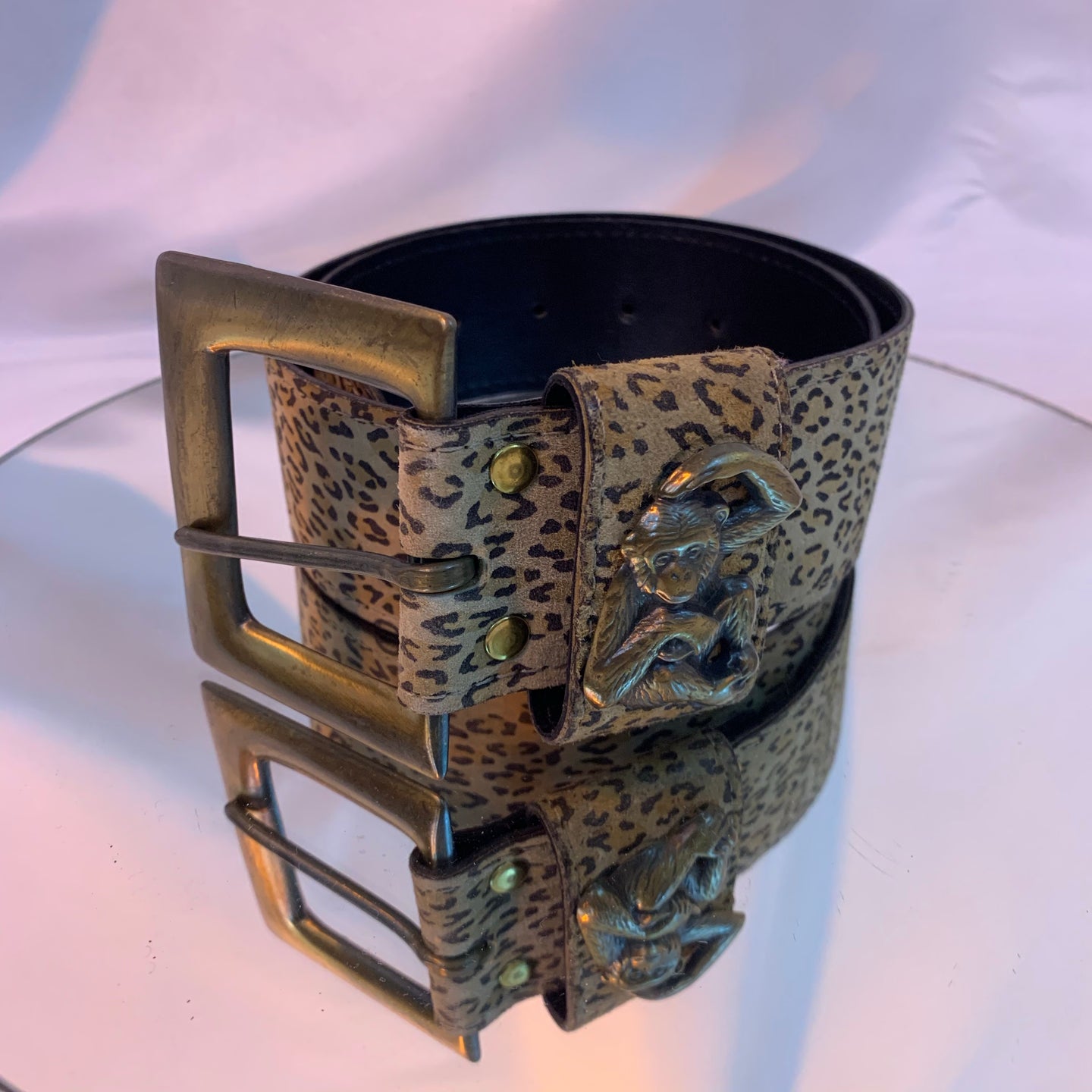 Leopard brass belt