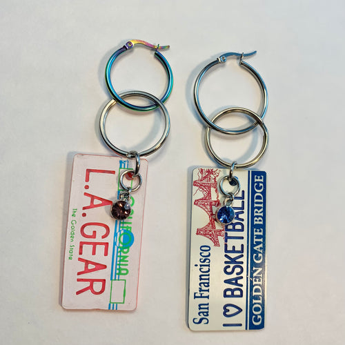 Novelty license single earrings- assorted