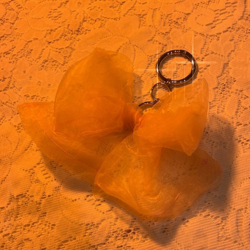 Organza bow keychain charm