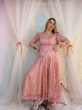 Dusty rose lace puff sleeve dress