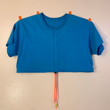 Bright blue ruch front tee